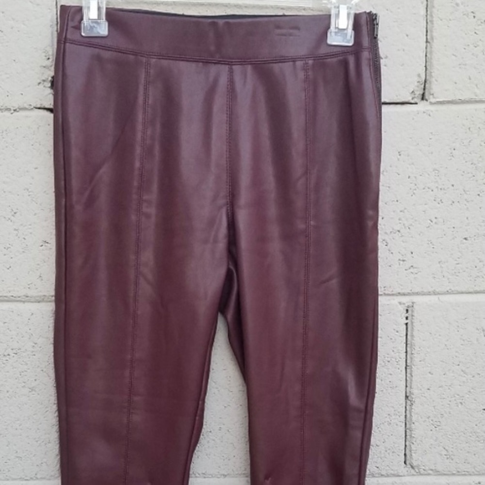 Top shop Faux Leather Skinny Pants - Burgundy Color